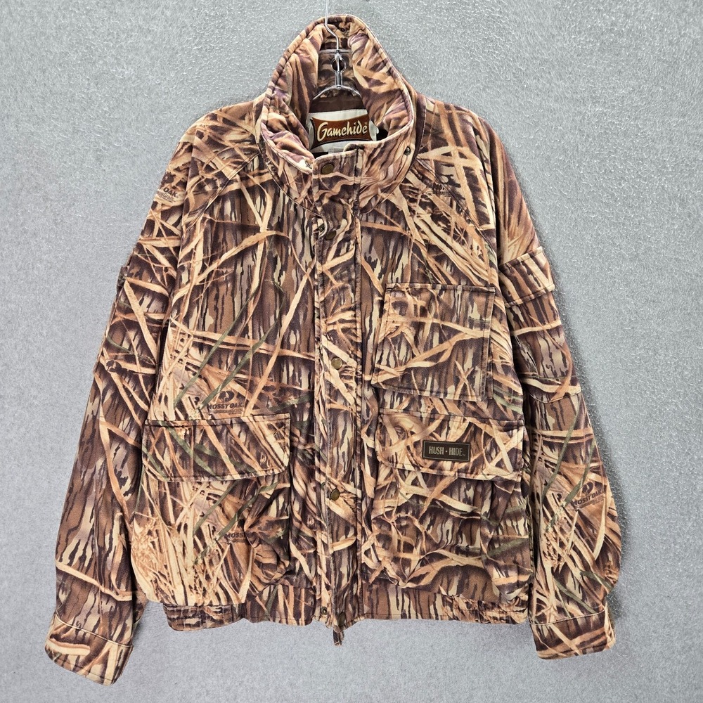 Gamehide Men Jacket Medium Brown Camo Hunting Pockets Full Zip Mock Neck READ